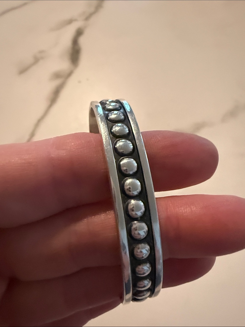 James Avery Stamped Silver Tone Dot-Accent Cuff Bracelet - Picture 2 of 3